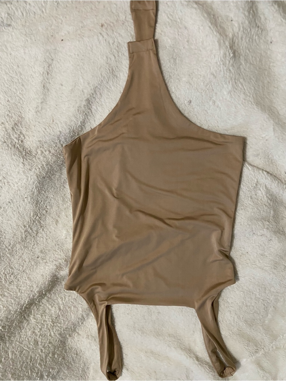 Fashion Nova Taupe One-Shoulder Bodysuit